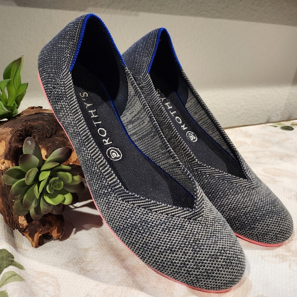 Rothy's retired marled charcoal gray woven knit slip - round toe flats size 10